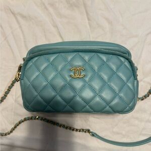 Chanel Light Blue Quilted Crossbody Bag